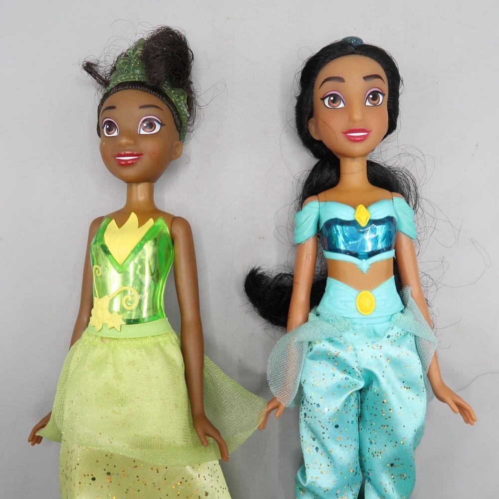 Barbie Doll Lot Disney Princesses Jasmin and Tiana Royal Shimmer 11 inch Set